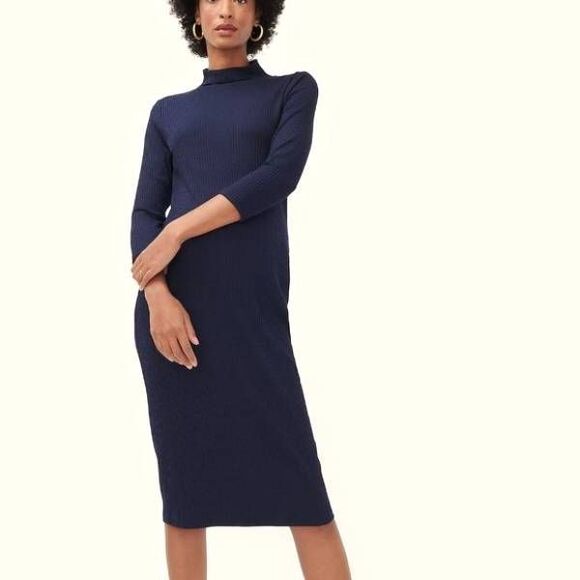 HATCH Maternity The Skylar Ribbed midi  Dress in blue sz 3 (US L) - Picture 1 of 5